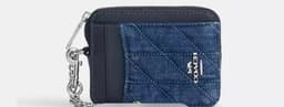 Coach Denim Quilt Zip Card Case
