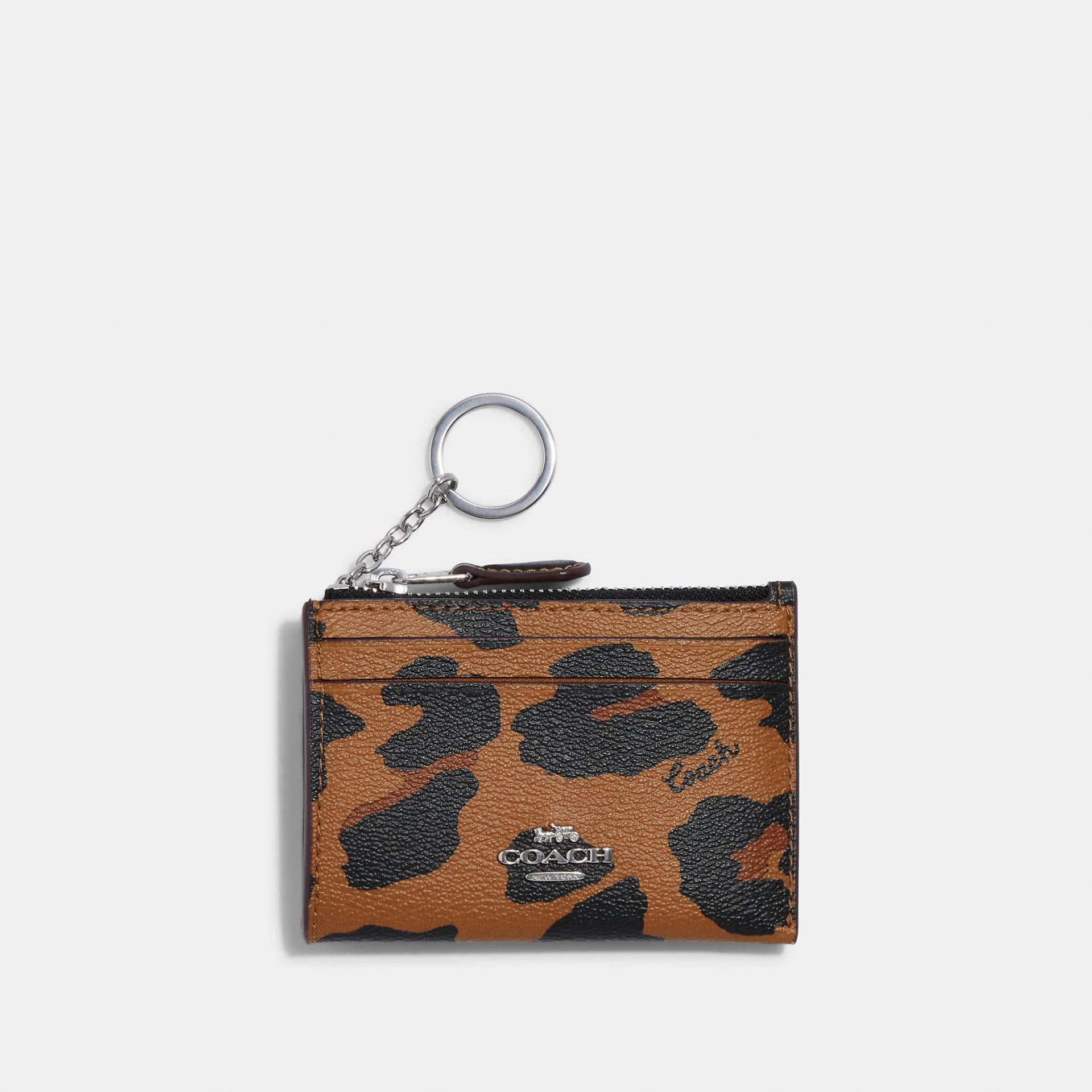 COACH Mini Skinny Id Case With Leopard Print