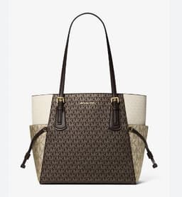 Michael Kors Outlet Voyager Large Color-Block Metallic Signature Logo Tote Bag thumbnail 1