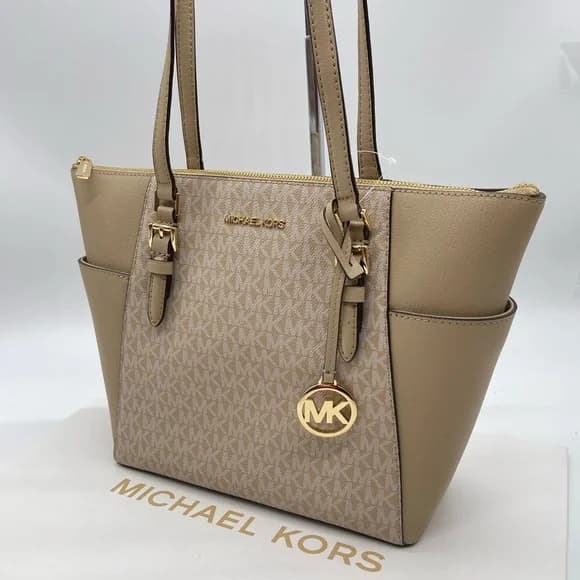 Michael Kors Charlotte Handbag Tote (Bisque Multi)