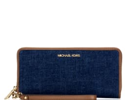 Michael Kors Jet Set Travel Large Continental Wallet Wristlet Zip Around (Indigo Blue), Indigo Blue, Large thumbnail 1
