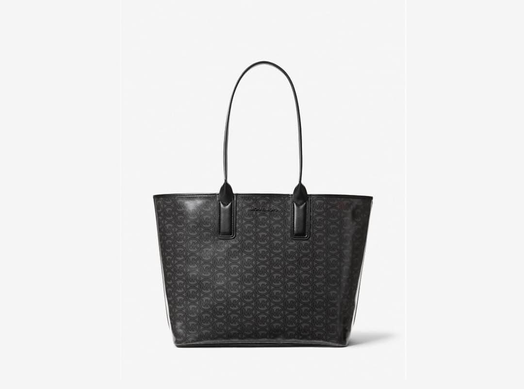 MICHAEL KORS Jodie Large Logo Jacquard Tote Bag / Color: Black