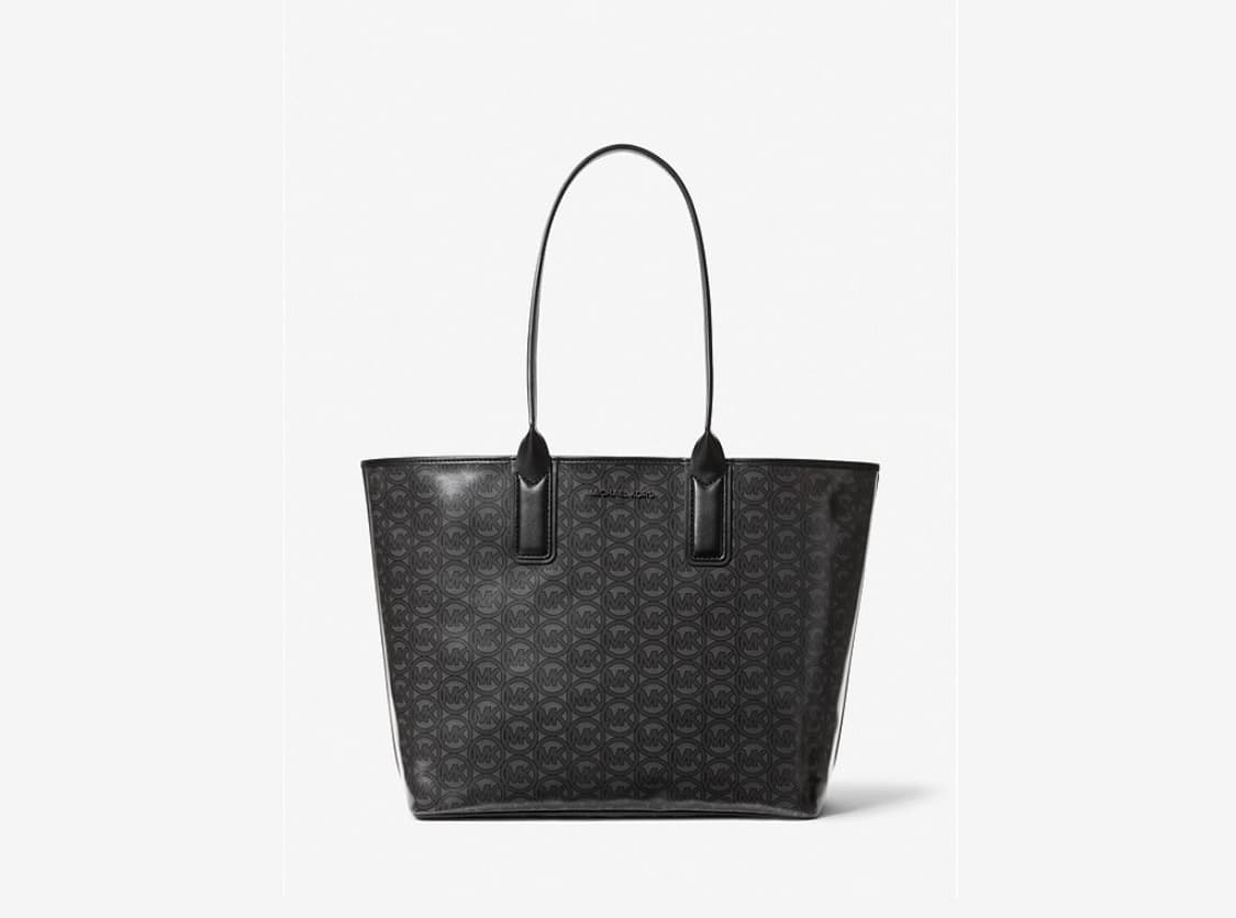MICHAEL KORS Jodie Large Logo Jacquard Tote Bag / Color: Black
