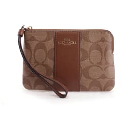 Coach Corner Zip Wristlet In Signature Canvas