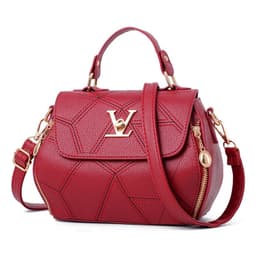 RED WINE V-WORD SQUARE HANDBAG