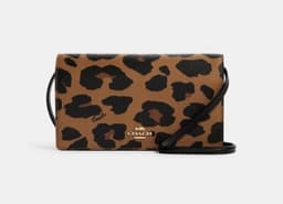 Coach Anna Foldover Crossbody Clutch With Leopard Print