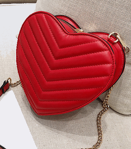 Girls Sweet Quilted Heart Crossbody Bag