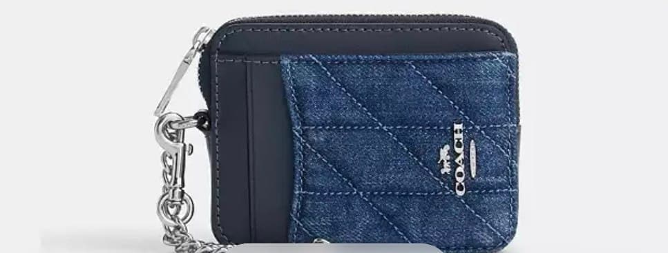 Coach Denim Quilt Zip Card Case