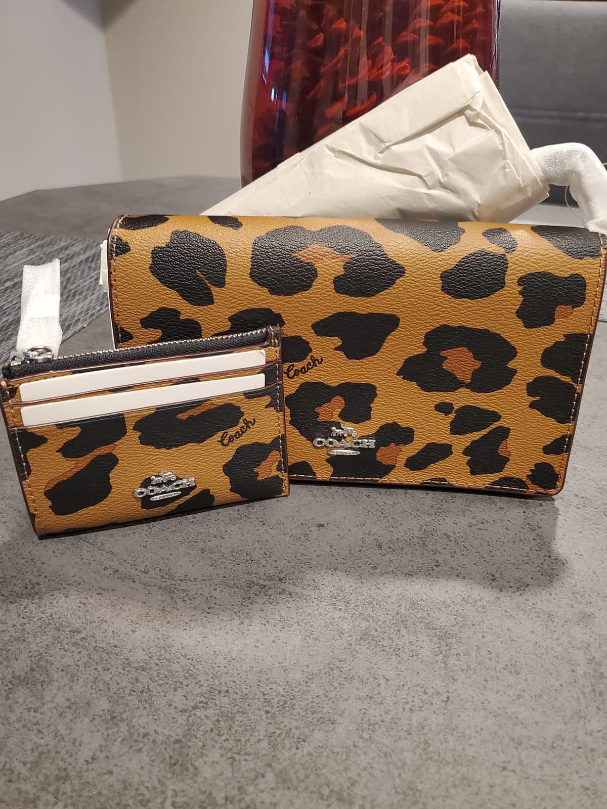 COACH...Anna Foldover Crossbody Clutch in Leopard & matching