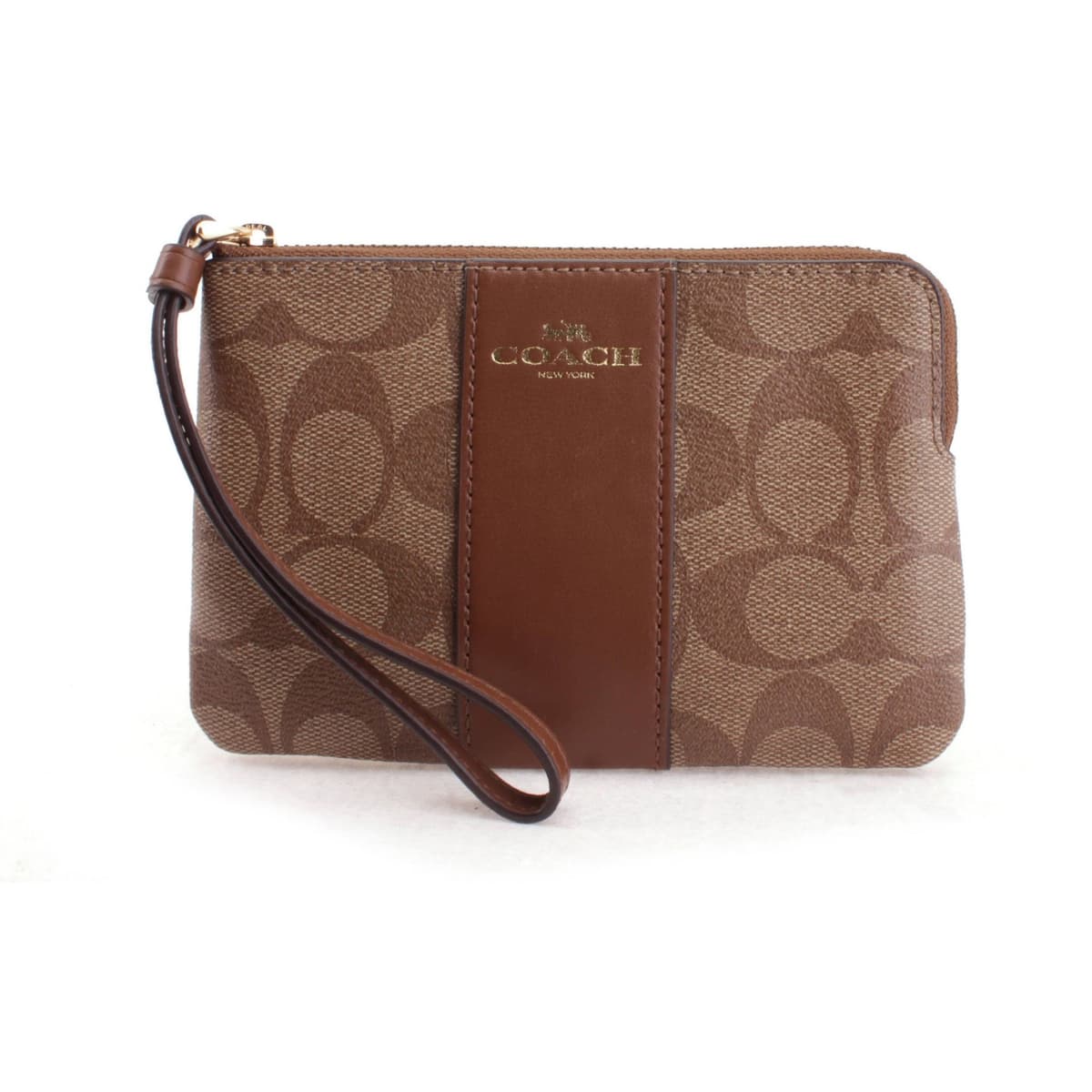 Coach Corner Zip Wristlet In Signature Canvas