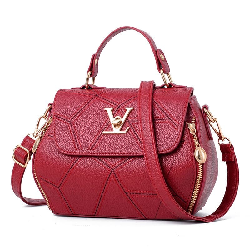 RED WINE V-WORD SQUARE HANDBAG