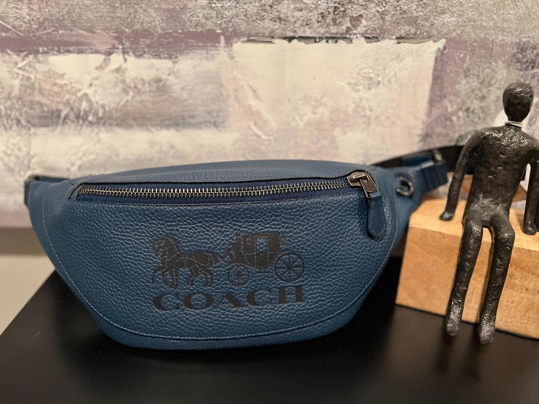 Coach Warren Men's Pebbled Leather Embossed Logo Belt Bag Wa