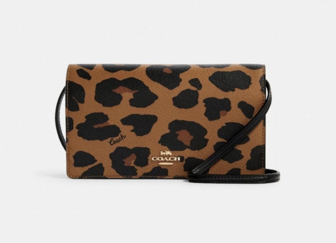 Coach Anna Foldover Crossbody Clutch With Leopard Print