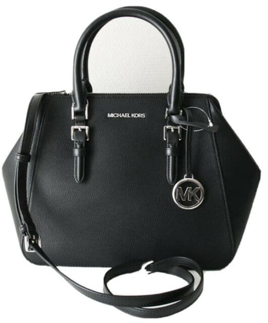 Michael Kors Charlotte Large Top Zip Satchel Black Crossbody