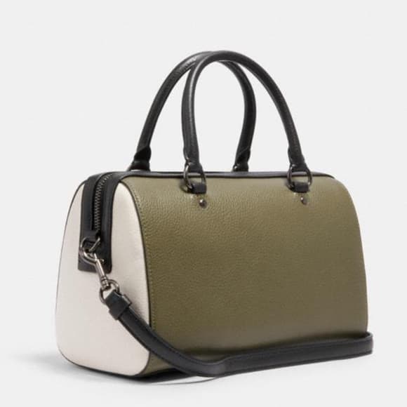 Coach 3075 Rowan Leather Satchel In Colorblock Kelp Multi