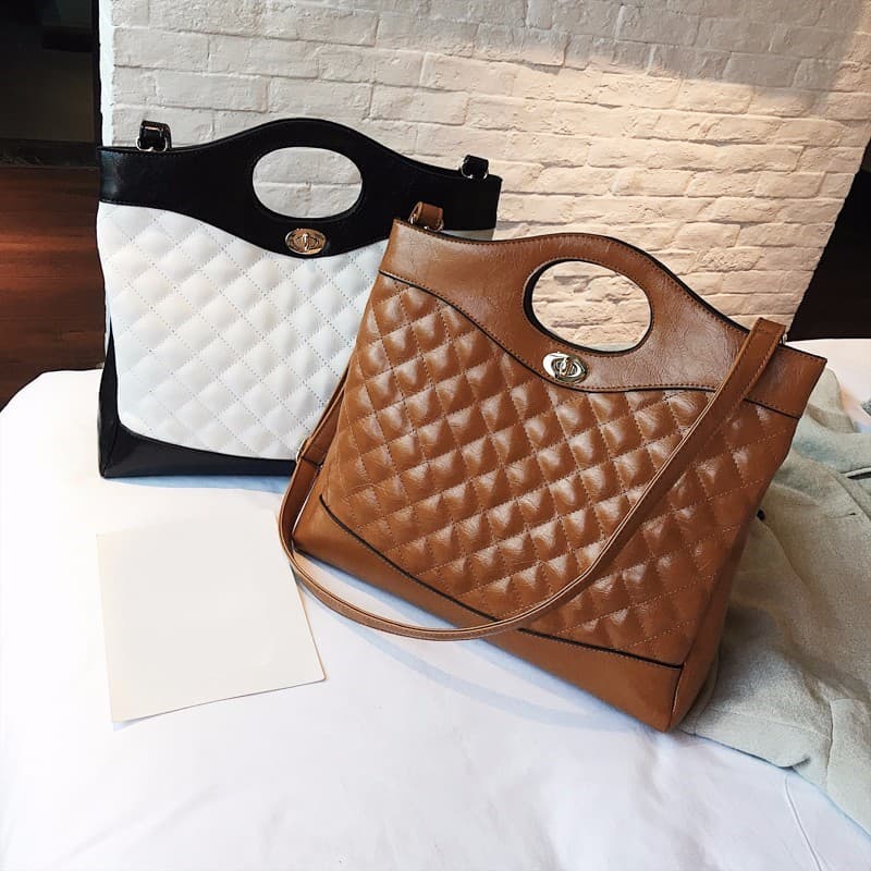Detachable Shoulder Plain Top Handle Pu Leather Lady Tote Ba