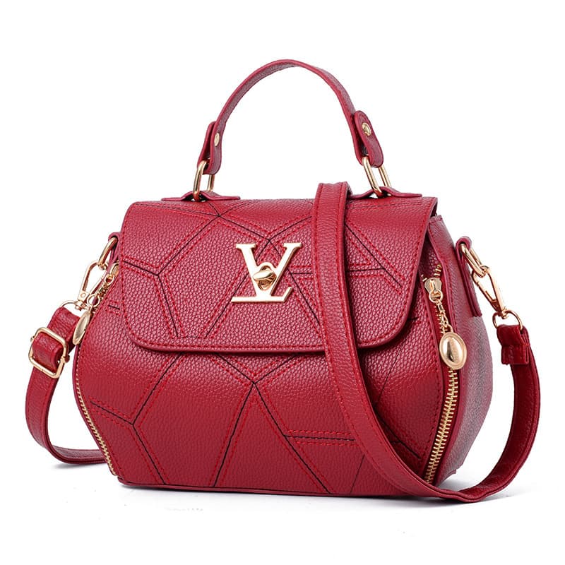RED WINE V-WORD SQUARE HANDBAG