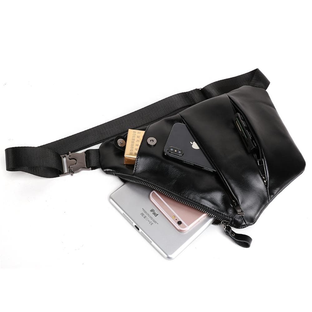Fashion Black Genuine Leather Single Shoulder Crossbody Mess