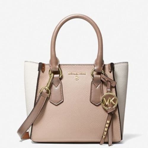 Michael Kors Kris Small Color-Block Pebbled Leather Satchel